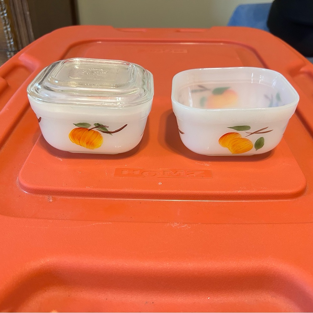 Vintage Glass Storage Containers with Peach Design